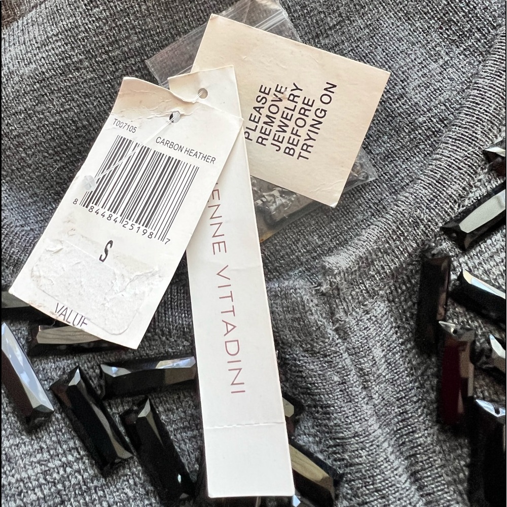 Adrienne Vittadini Carbon Heather Open Front Sweater Luxury Mercerized Wool Sz S - Picture 8 of 13